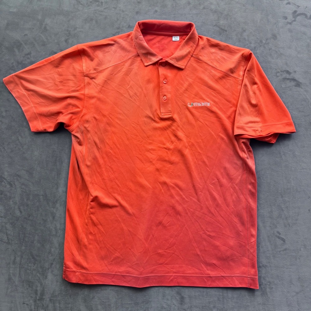 Cutter & Buck University of Miami Hurricanes Polo Shirt Orange Mens XL